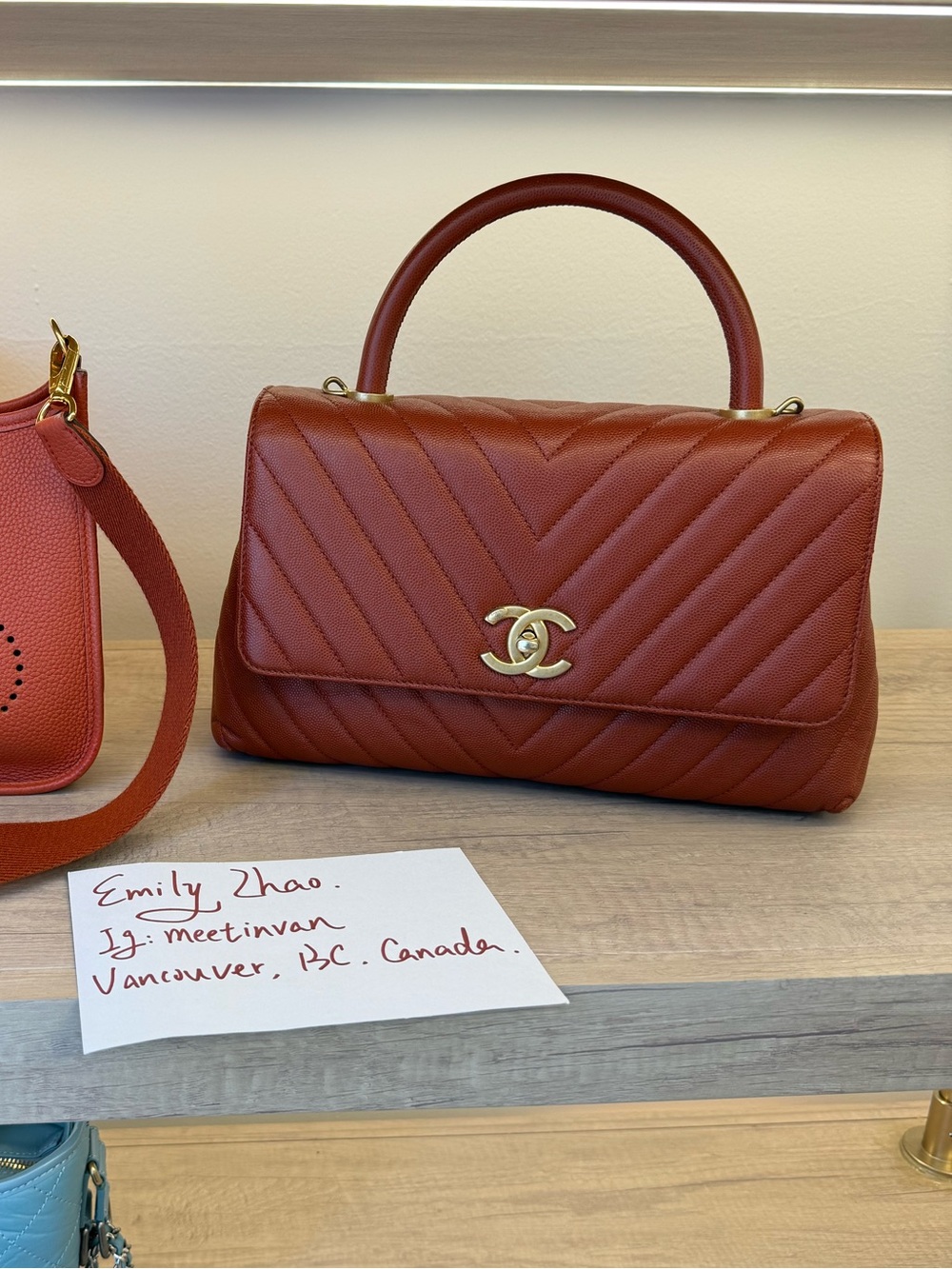 Chanel Quilted Top Handle Bag in Deep Red